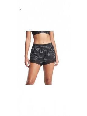 Athleta Printed Mesh Racer Run Shorts 4" in Black Camo, Size M New with Tags